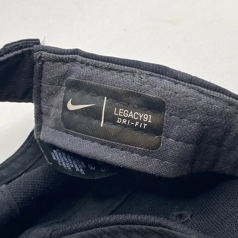 NIKE Hat‎ Legacy91 Black Drifit Running Golf Tennis Adjustable Strapback Cleaned